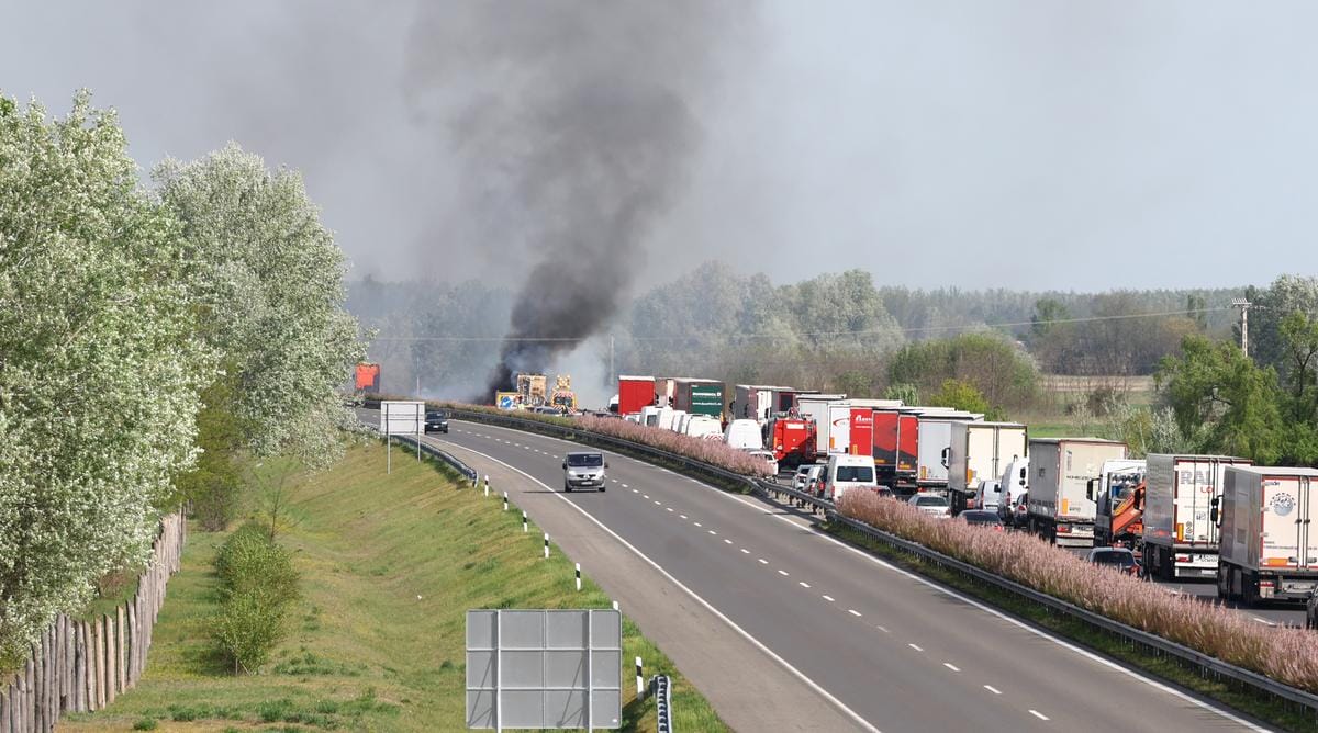 Hatalmas tűzvész az M5-ösön: rohamtempóban érkeztek a tűzoltók - látványos fényképek