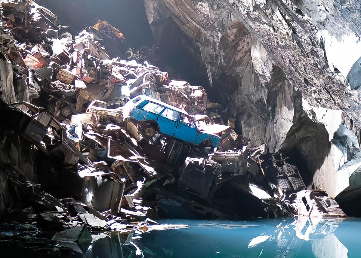 Özönlenek a szelfizők a barlangi roncstemetőbe: a rejtélyes autók vonzzák a látogatókat - fotók