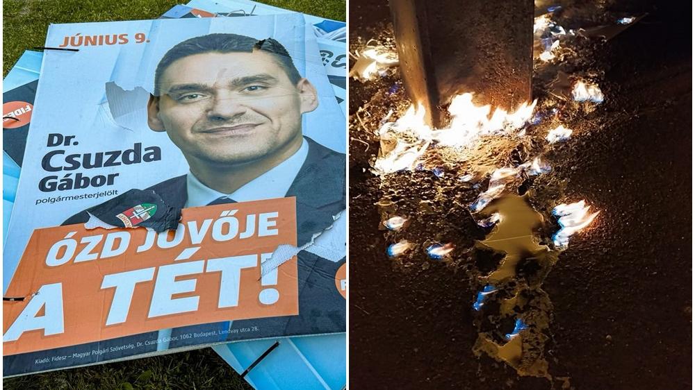 Ózdi Fidesz plakátok tűz martaléka lett