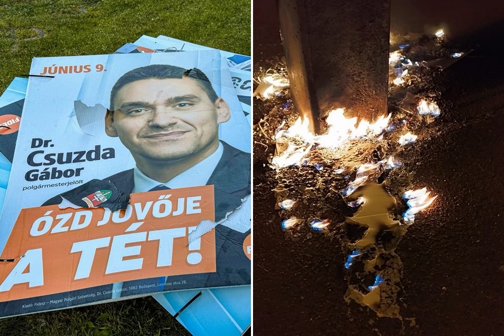 Portyázás a tűzokádó utcákon: Fidesz plakátok pusztulása Ózdon