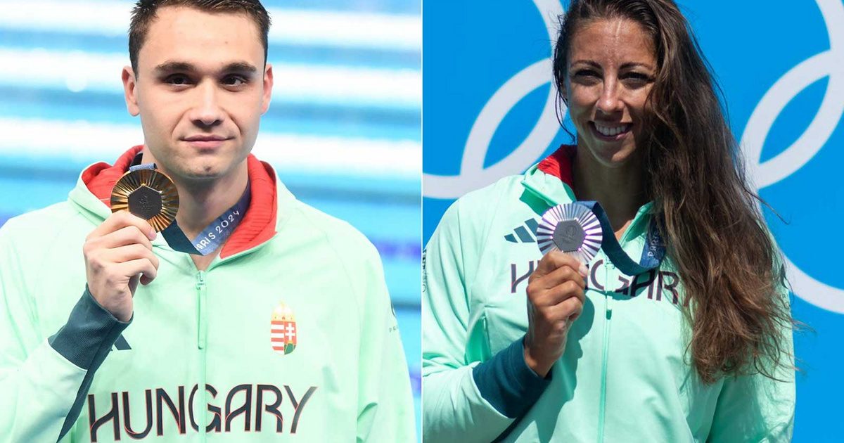 Milák Kristóf és Csipes Tamara az olimpia záróünnepélyén: a két legeredményesebb sportolónk vitte a magyar zászlót